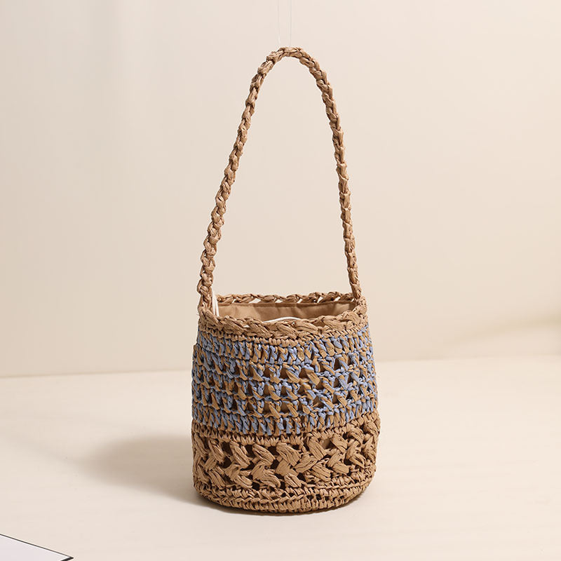 Trendy Handmade Basket Bag with Practical Drawstring Closure LoungeYard — product view 3