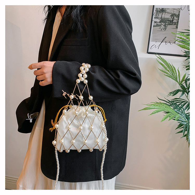 Elegant Pearl-Embellished Drawstring Bag — product view 2