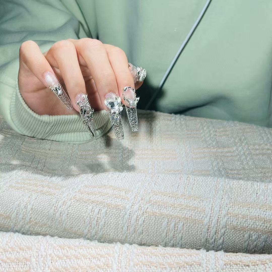 Luxury Crystal-Accented Long Nail Art Extensions — product view 2