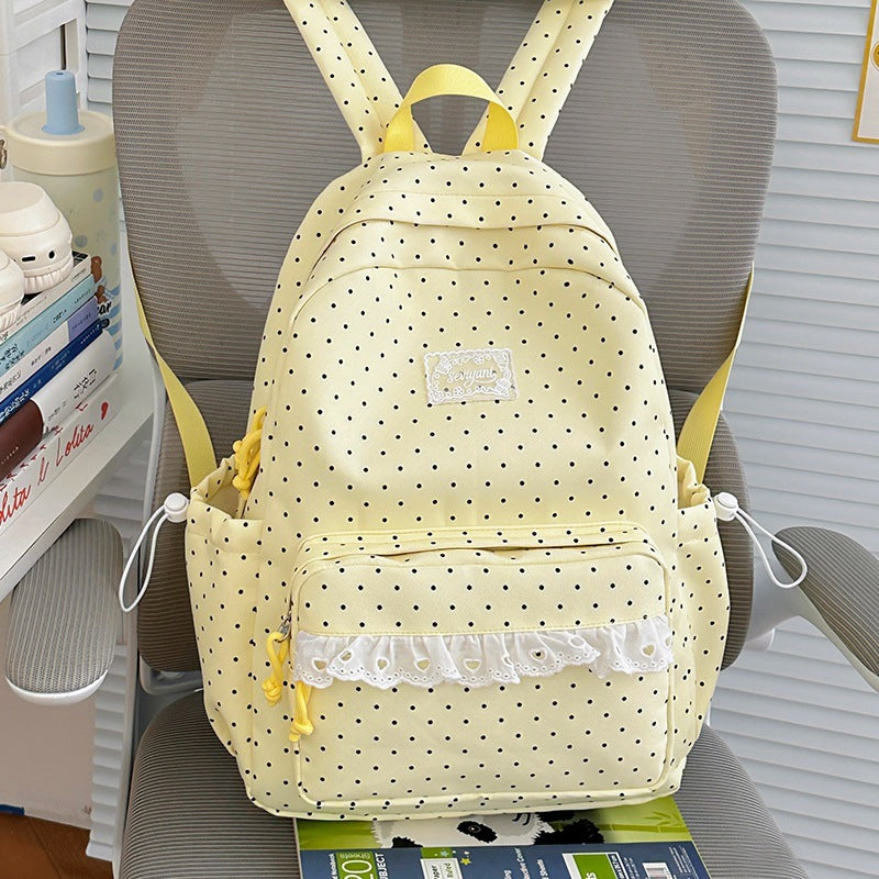 Playful Polka Dot Printed Backpack LoungeYard — product view 7