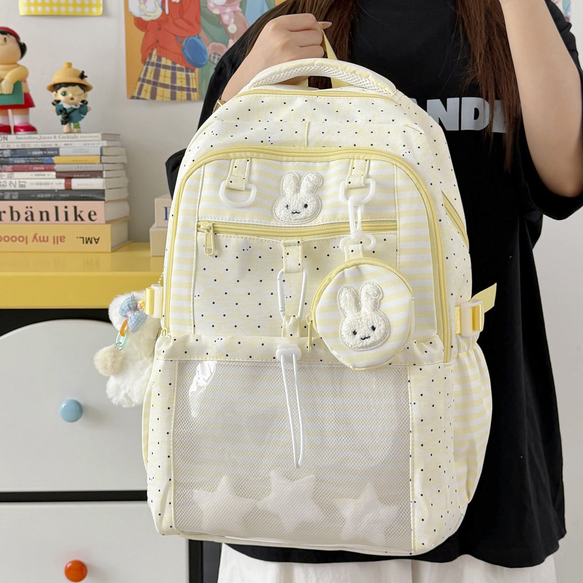 Cartoon Character Print Backpack LoungeYard — product view 3