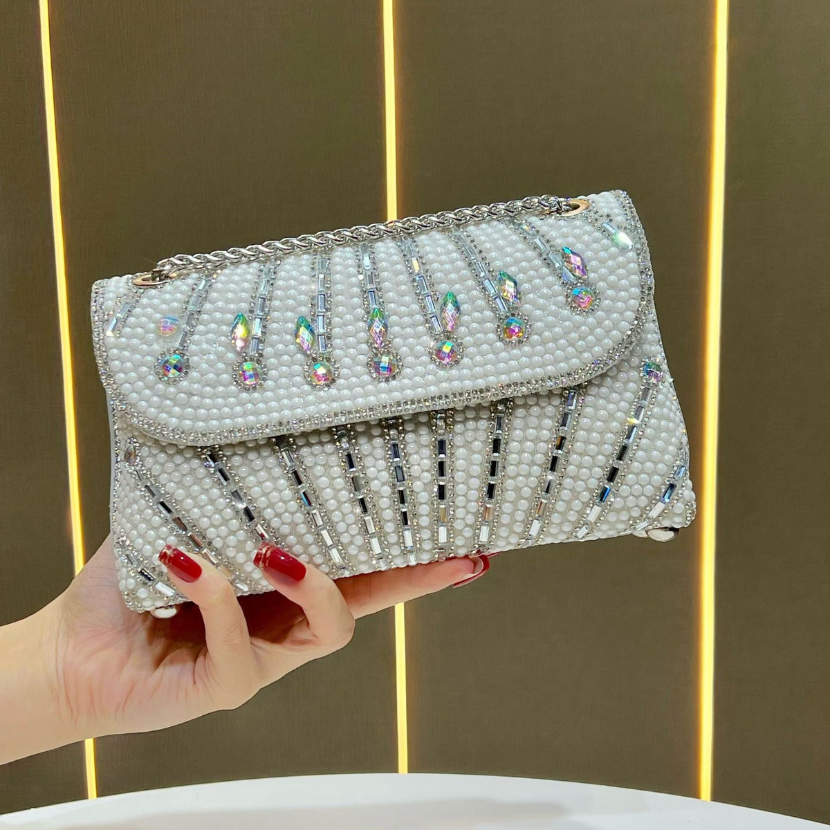 Pearl and Crystal Evening Clutch — product view 7