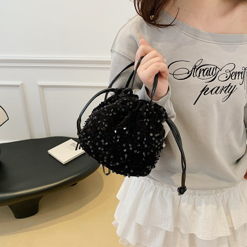 Glittery Sequin Drawstring Mini Bag LoungeYard — product view 3