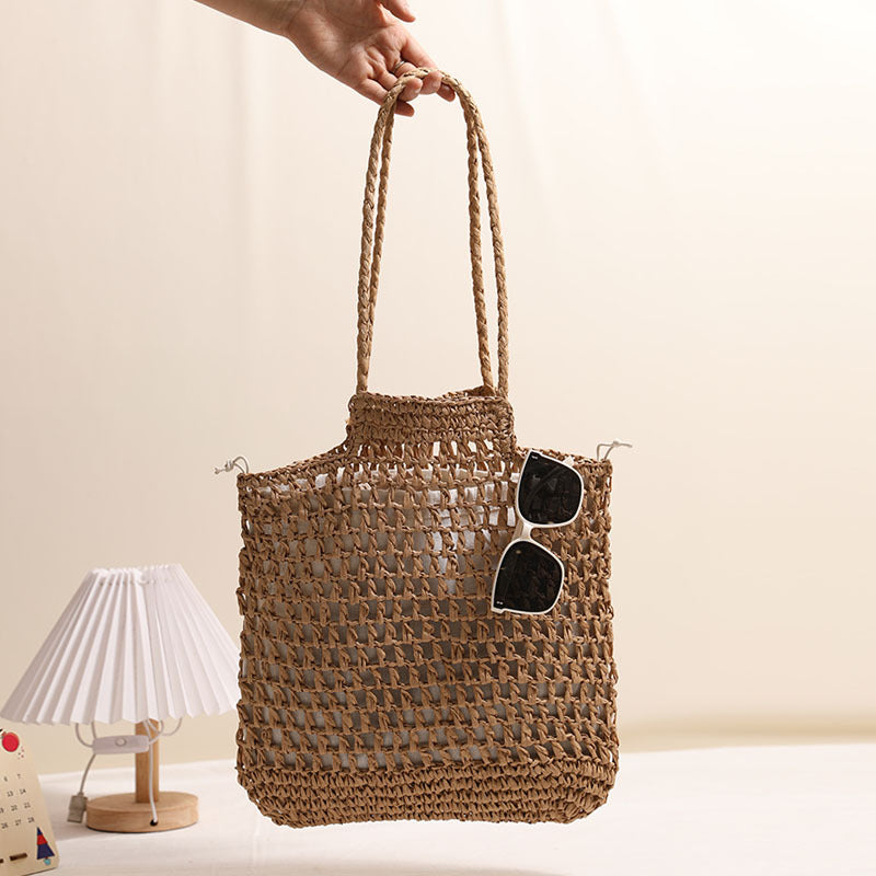 Handmade net tote bag made of natural material LoungeYard — product view 1