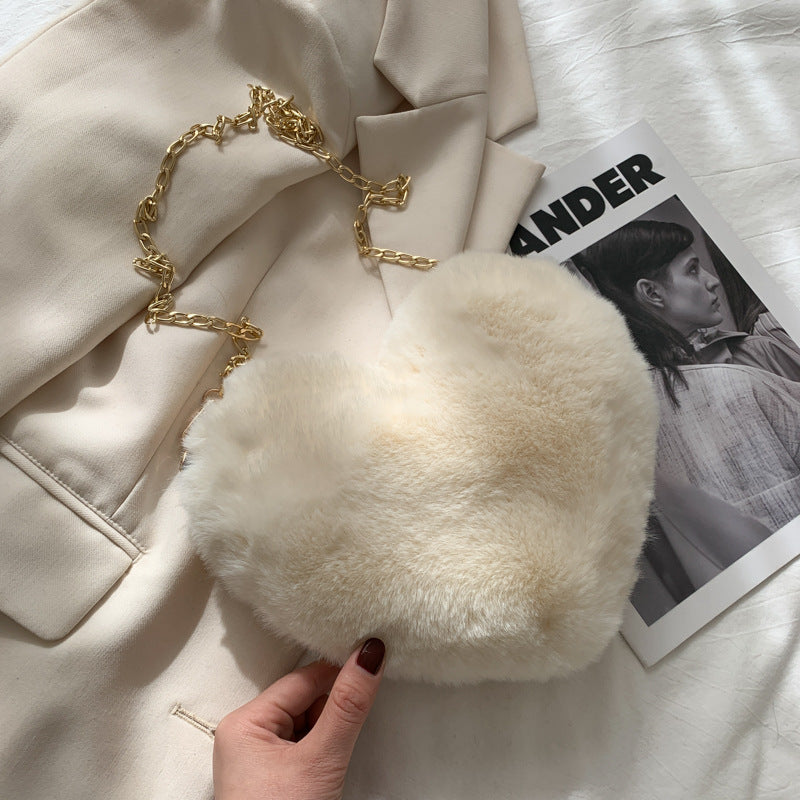 Stylish Heart-Shaped Plush Handbag — product view 2