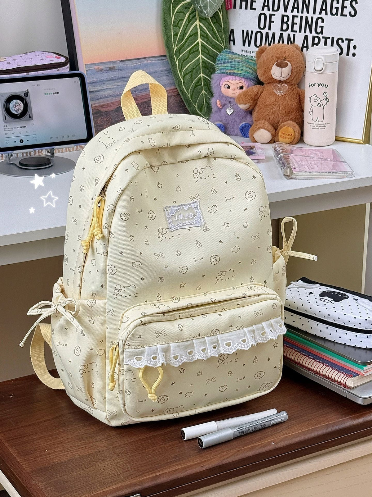 Cute Illustrated Patterned Backpack LoungeYard 1791205714 — product view 6