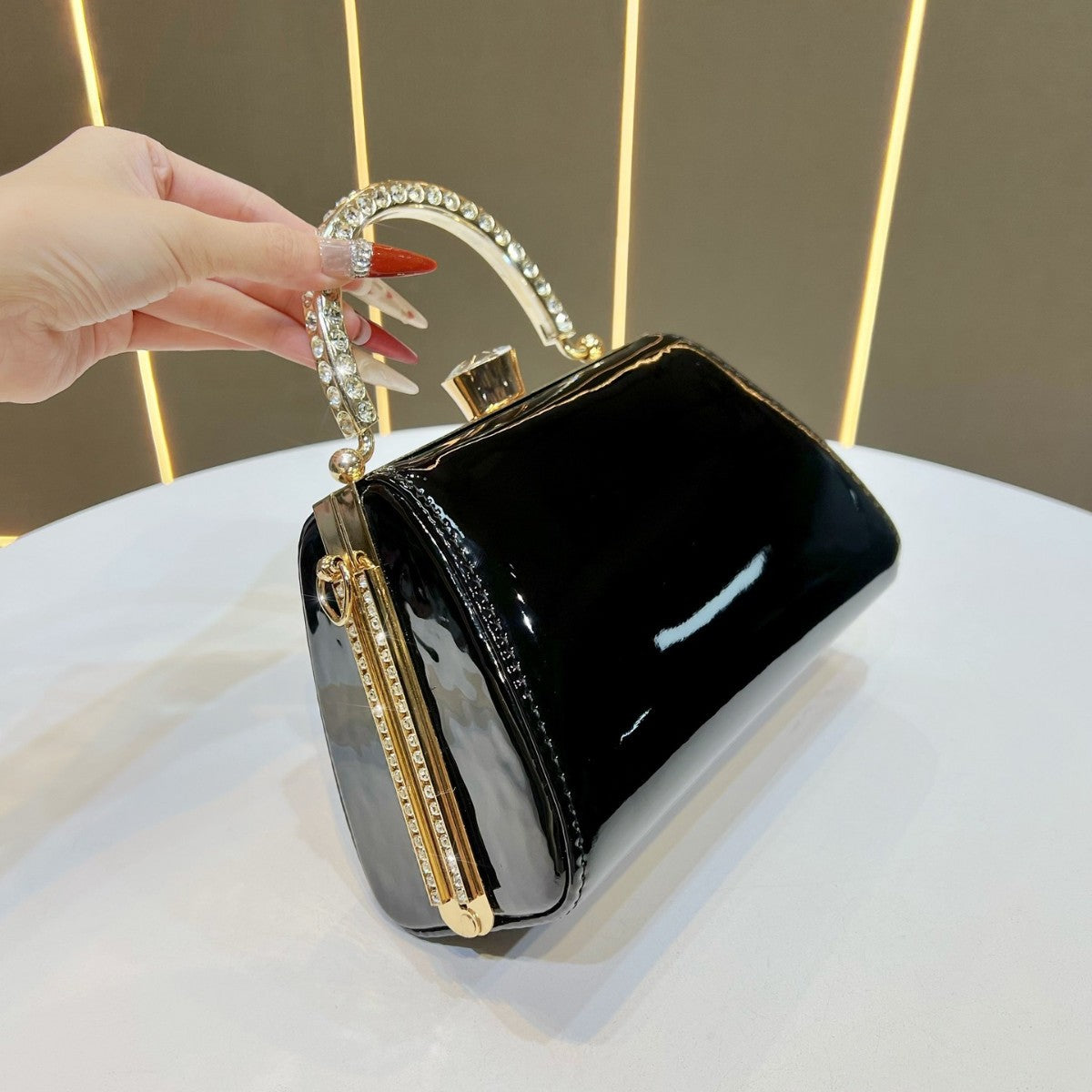 Elegant Patent Leather Evening Handbag — product view 1