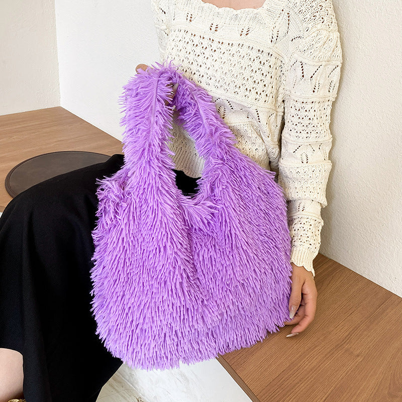 Plush Faux Fur Slouchy Tote Bag — product view 6