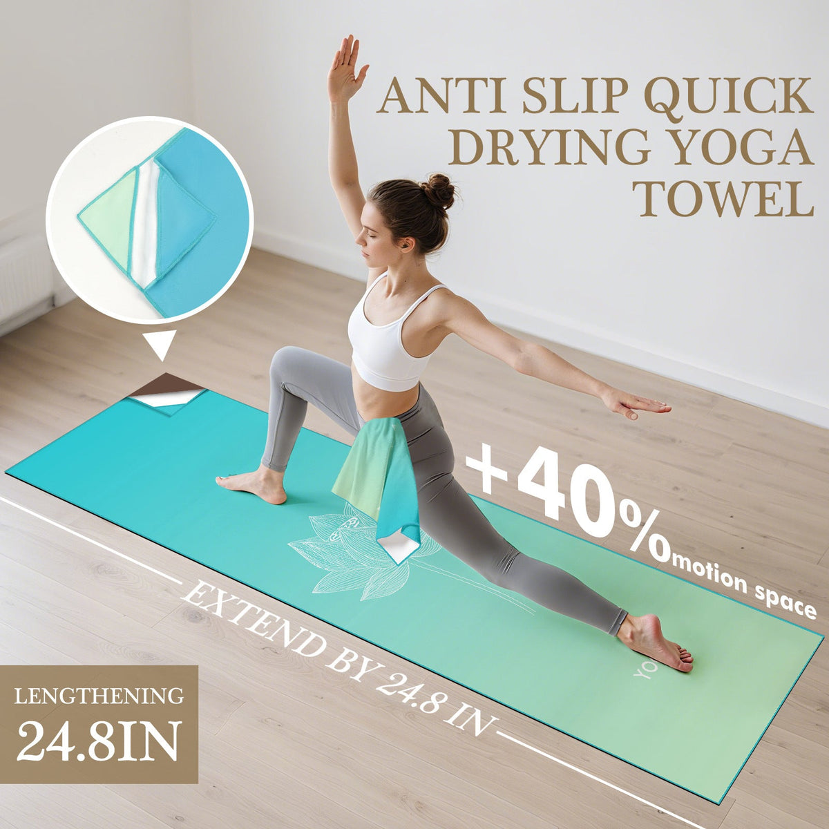 Quick-Drying Non-Slip Microfiber Yoga Towel with Mandala Grip Pattern LoungeYard — product view 2