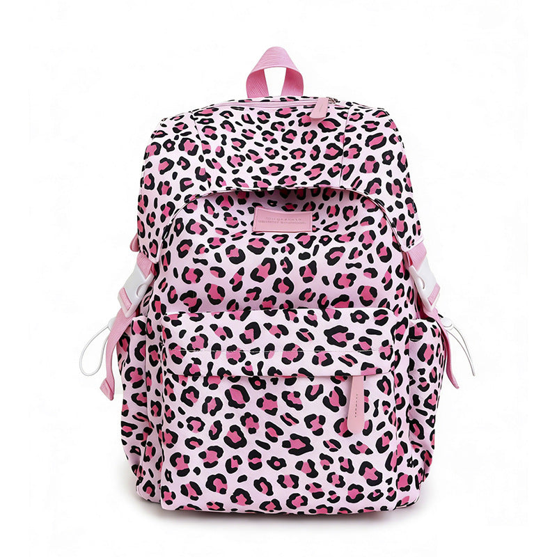 Playful Leopard Print School Backpack LoungeYard — product view 5
