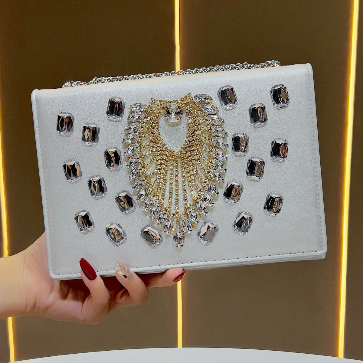 Decorative Crystal-Embellished Evening Clutch — product view 6