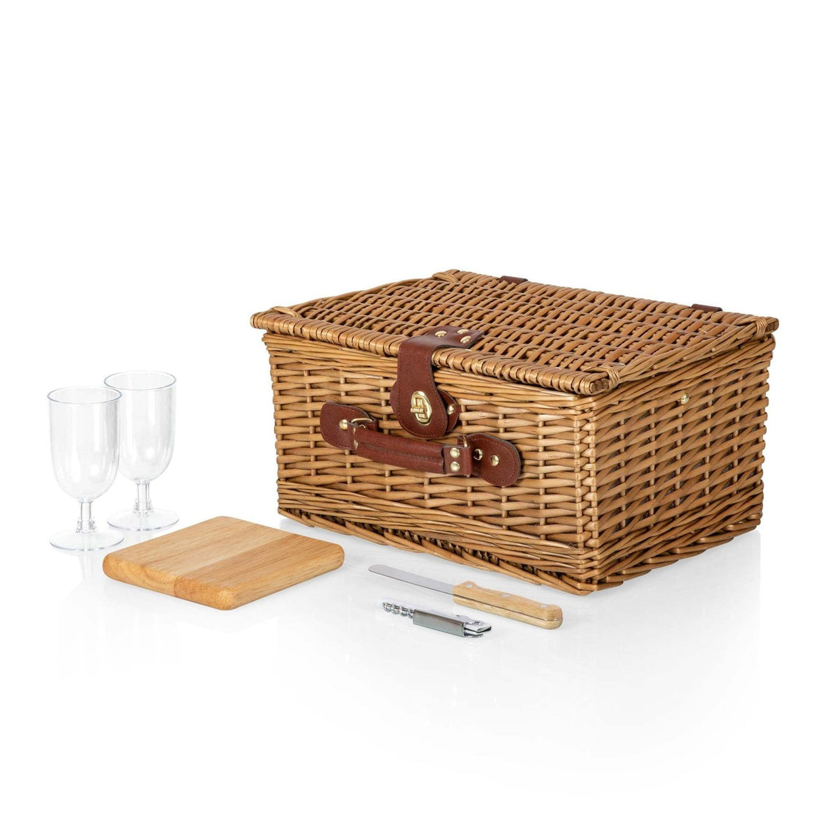 Women's picnic basket with integrated dish set and rustic design LoungeYard — product view 4