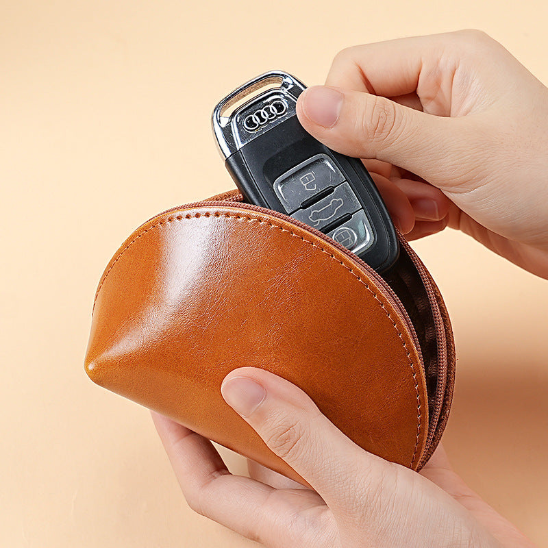 Premium Leather Zippered Coin Pouch — product view 5