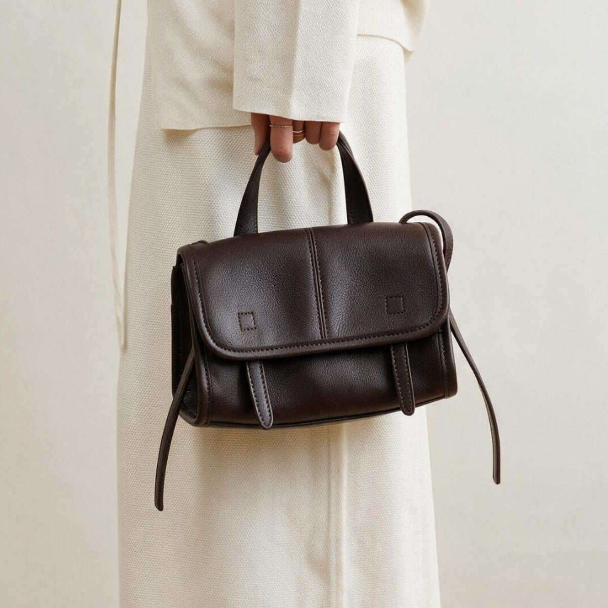 Structured Pebbled Top-Handle Flap Satchel Crossbody — product view 3