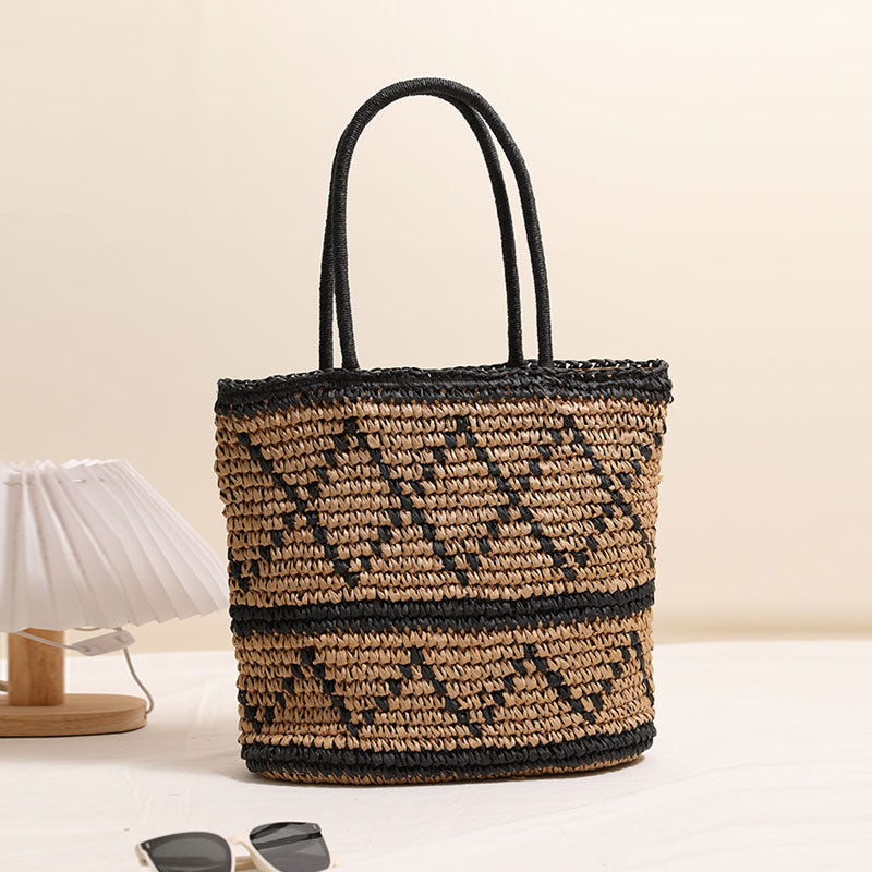 Handcrafted wicker bag with geometric pattern LoungeYard — product view 1