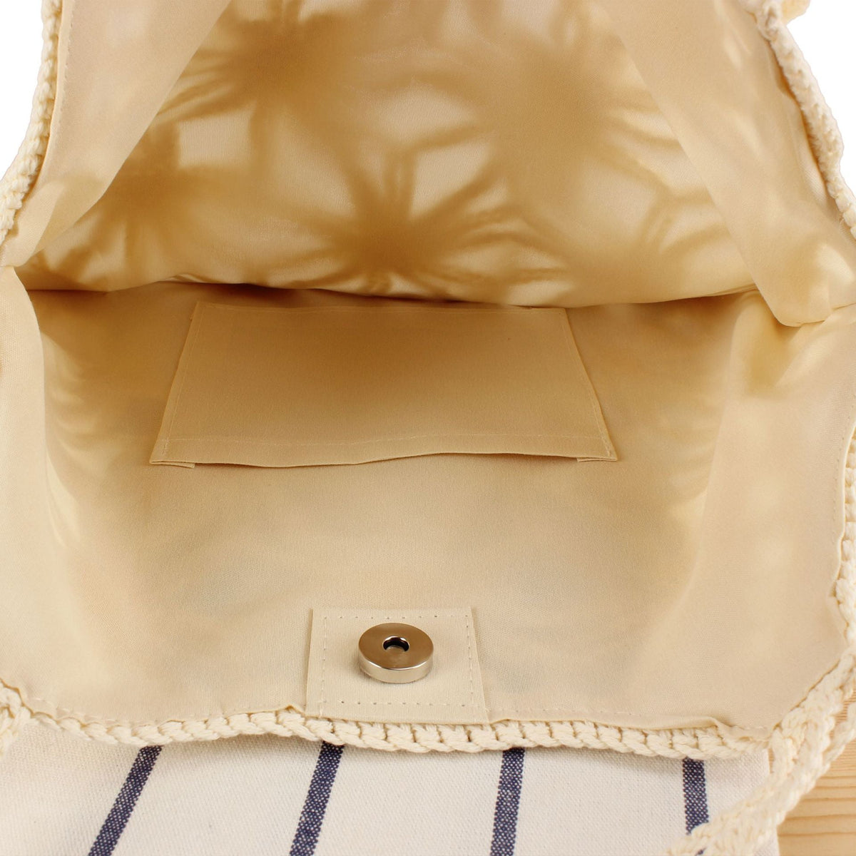Handcrafted macrame bag with floral accents LoungeYard — product view 3