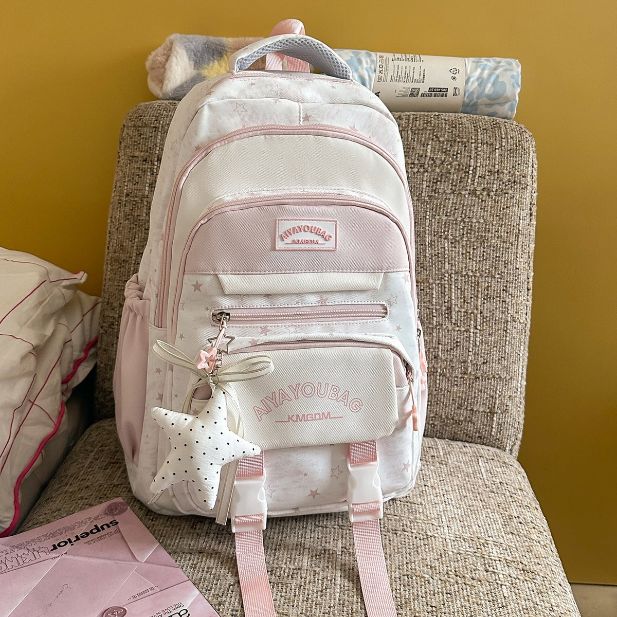 Trendy Star Print Backpack — product view 2