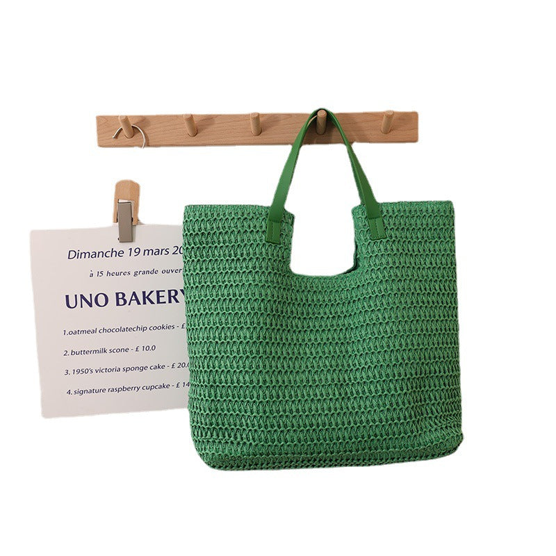 Elegant Woven Tote Bag with Sturdy Leather Handles LoungeYard — product view 5