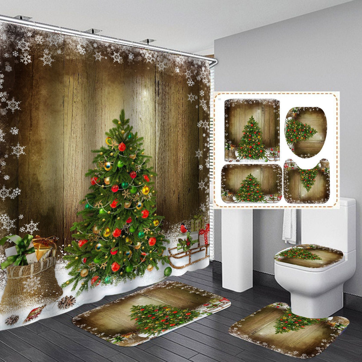 Christmas-Themed Bathroom Set Bowlift — product view 3