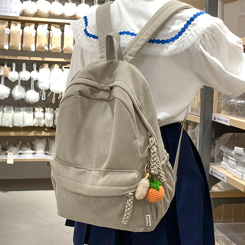 Textured Corduroy Laptop Backpack LoungeYard — product view 1