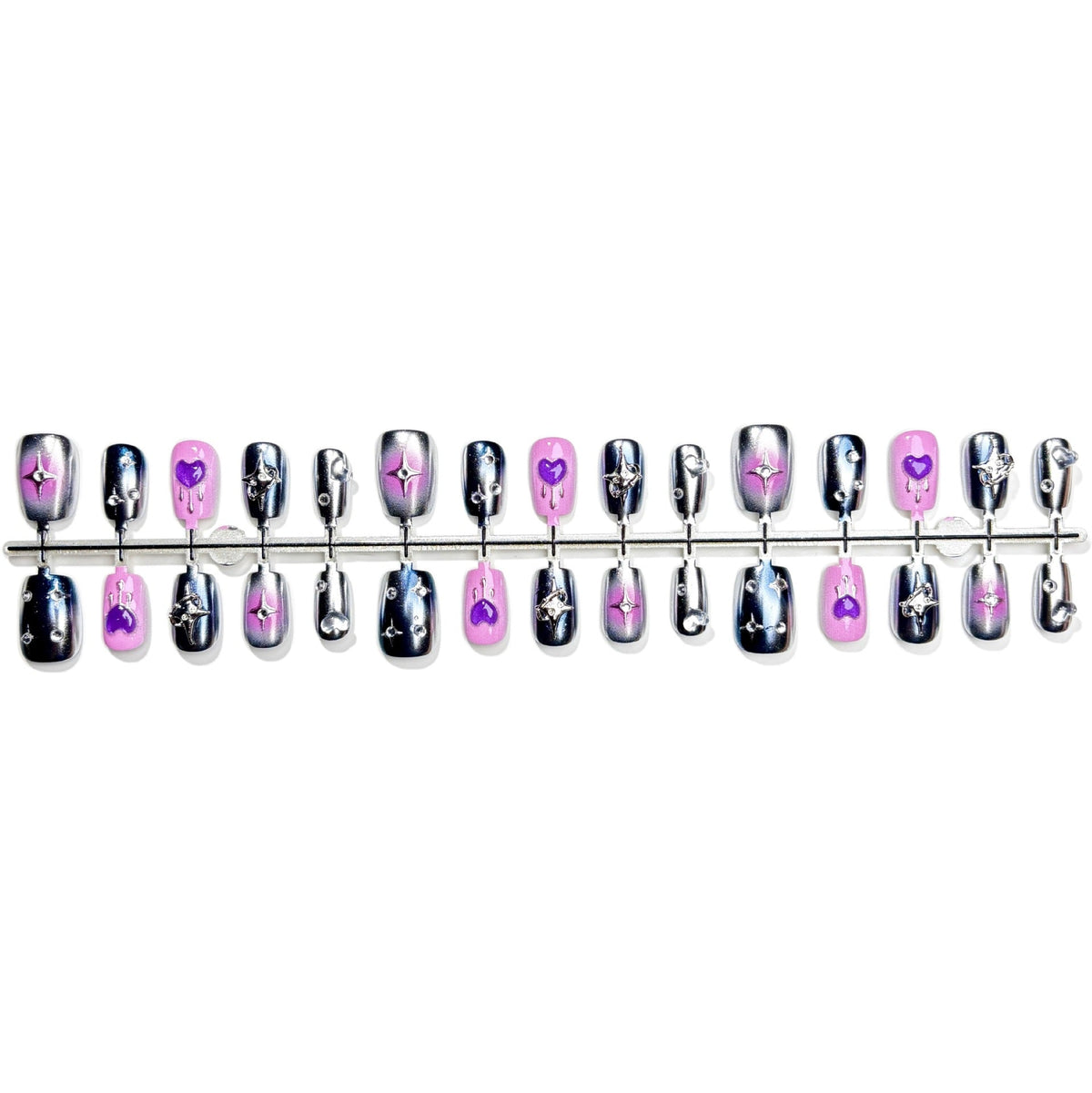 Decorative Press-On Nail Art Set with Heart and Star Designs — product view 5