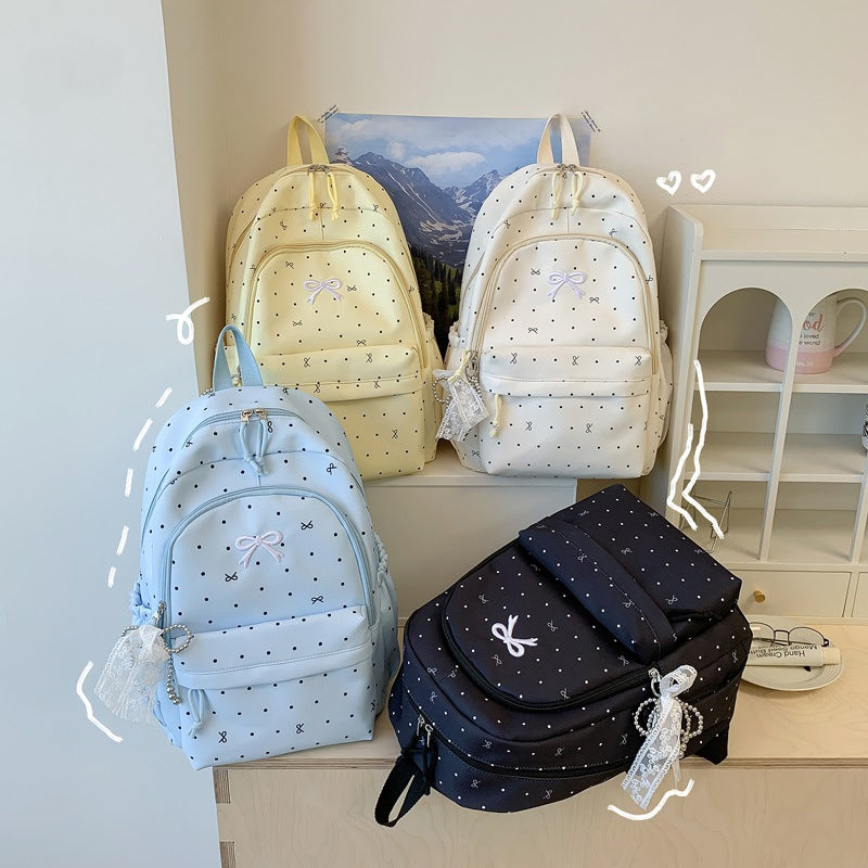 Polka Dot Design Backpack with Multi-Pocket Features LoungeYard — product view 4