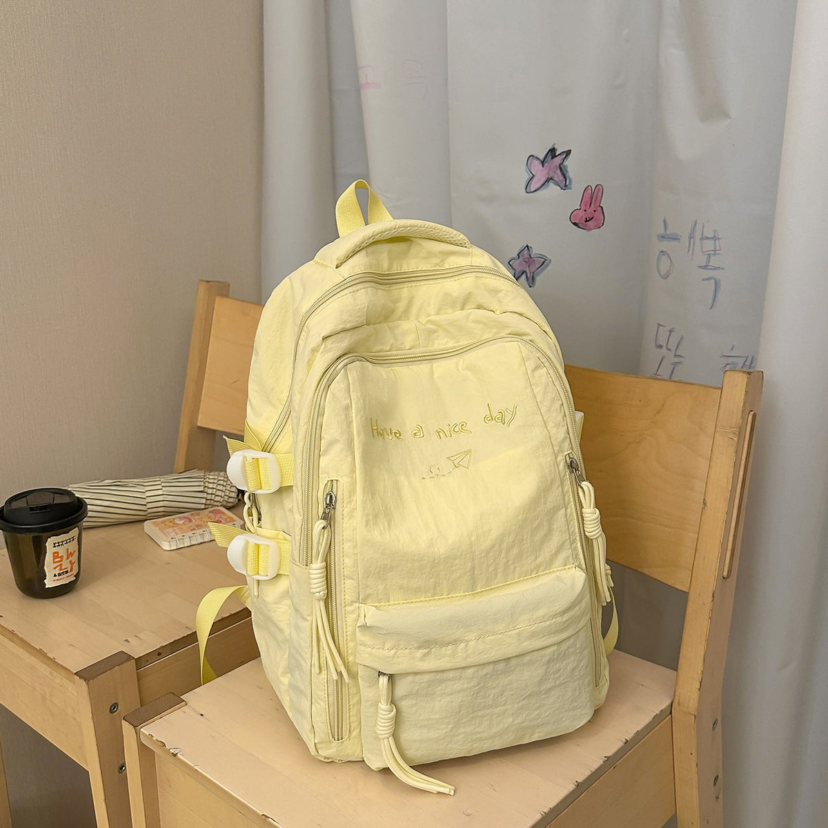 Multi-Pocket Casual Backpack with Inspirational Quote LoungeYard — product view 7