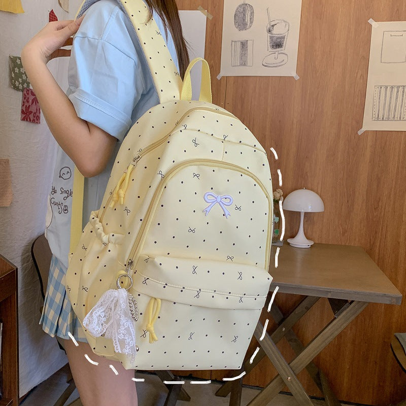 Polka Dot Design Backpack with Multi-Pocket Features LoungeYard — product view 1