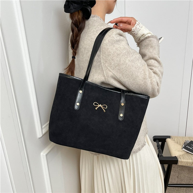 WoElegant Suede Handheld Tote Bag LoungeYard — product view 3