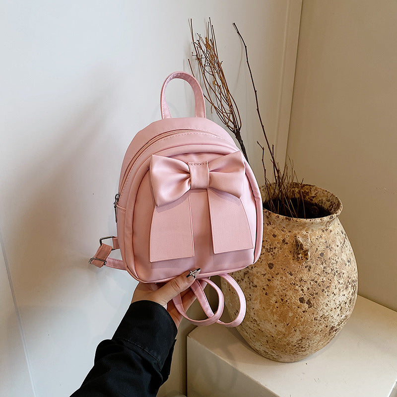 Bow-Accented Faux Leather Mini Backpack — product view 7