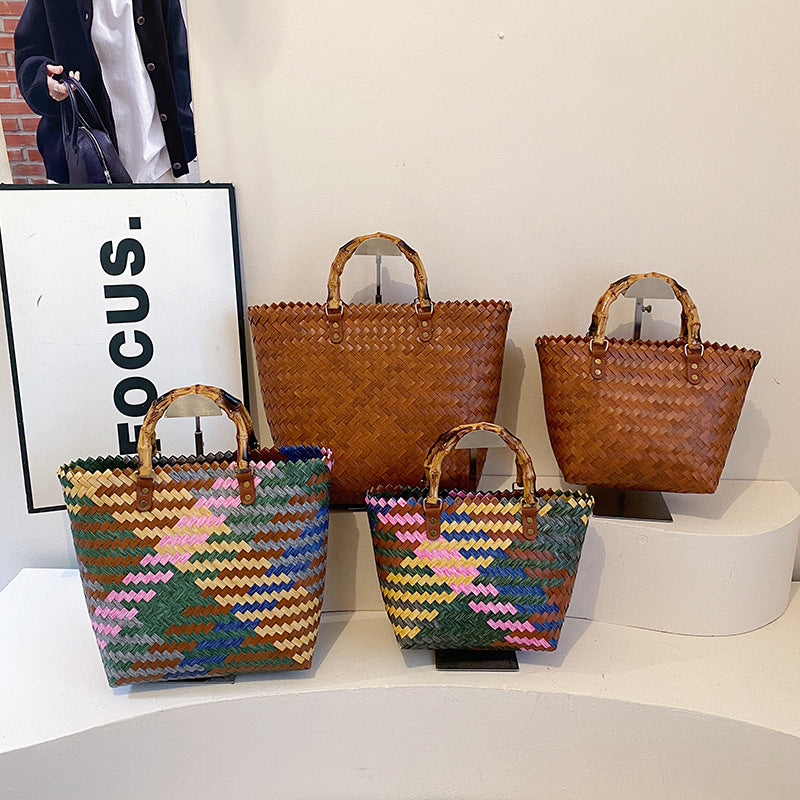 Woven Leather Tote Bag — product view 3