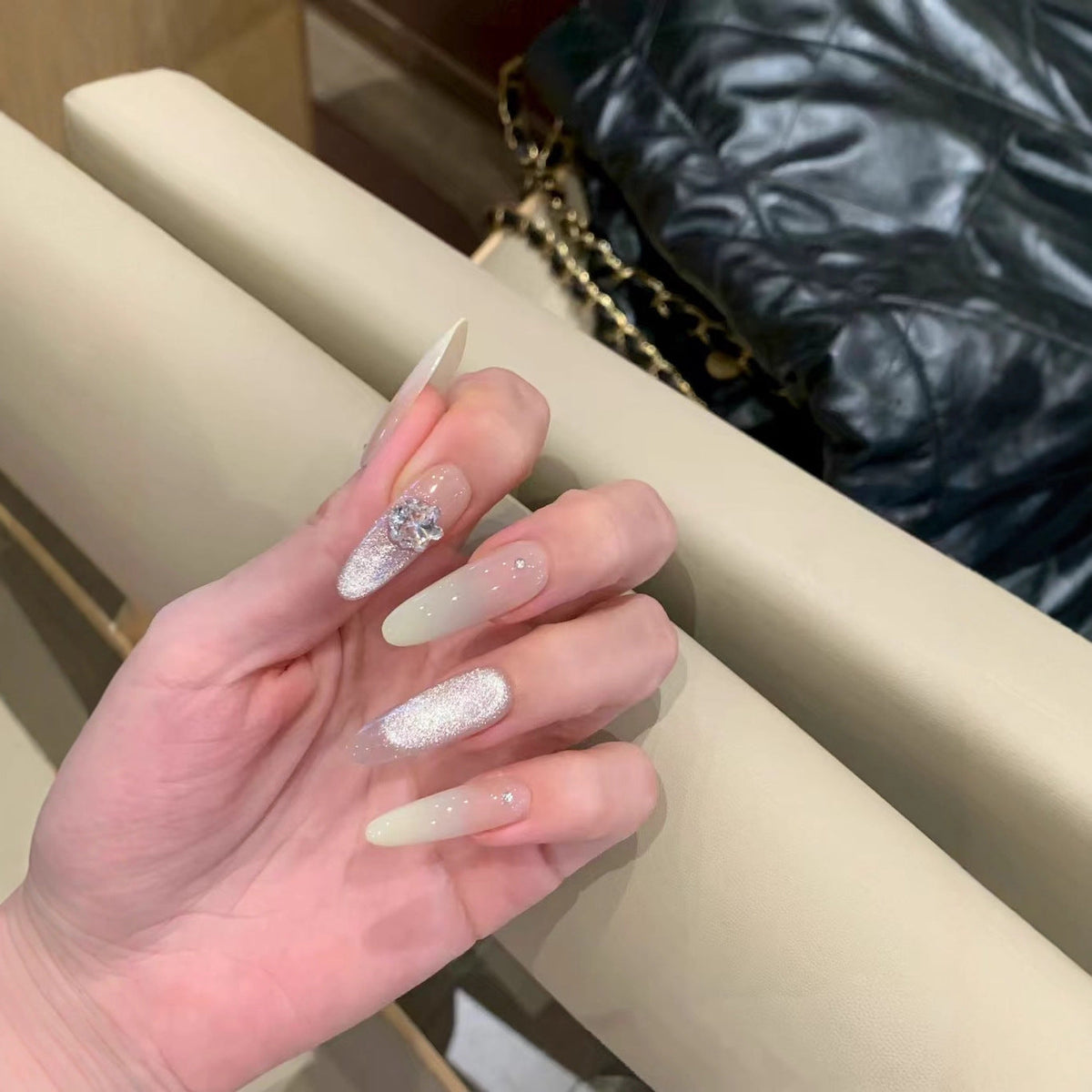Glamorous Long Stiletto Nail Extensions with Rhinestone Accents — product view 6