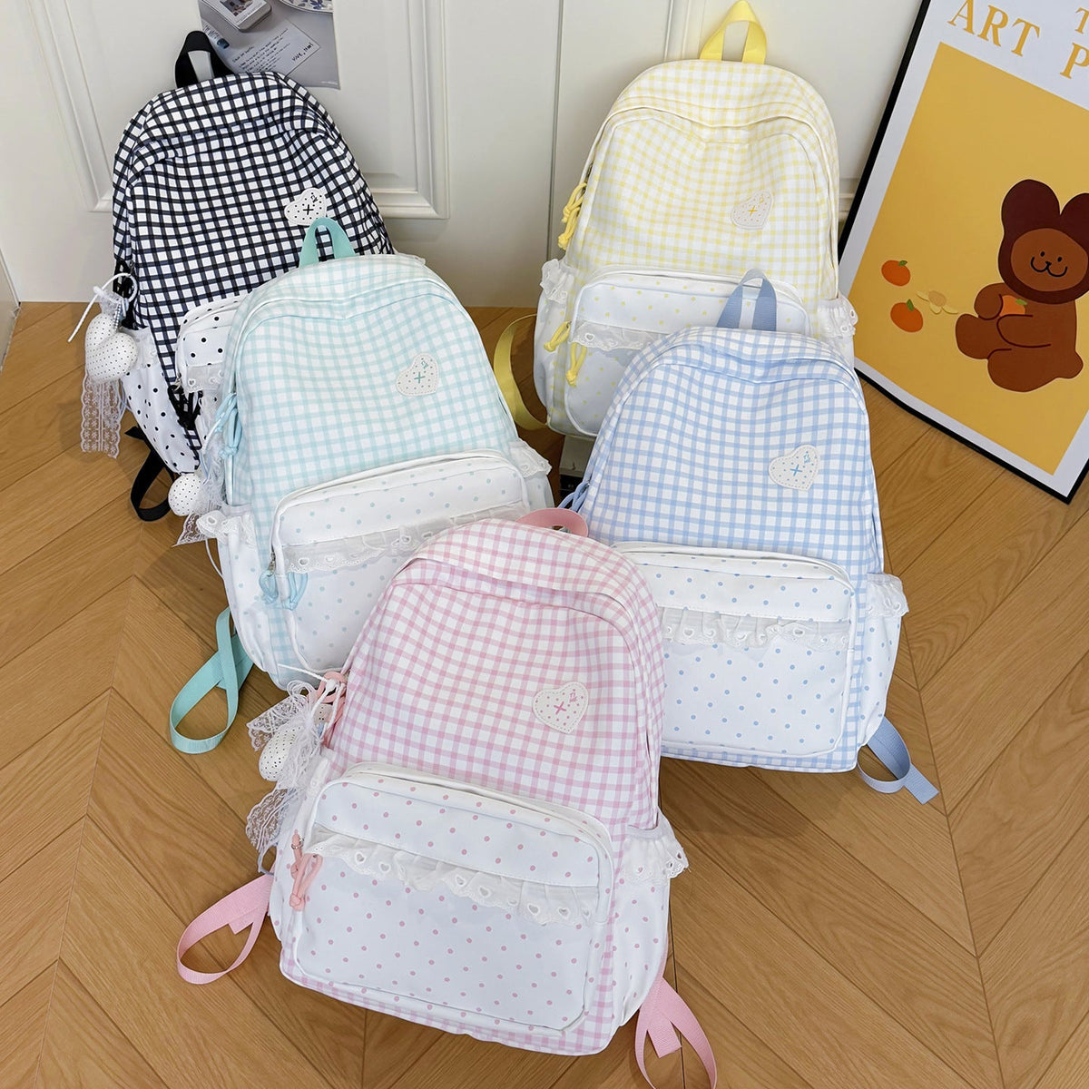 Cute Decorative Patterned Backpack LoungeYard — product view 4
