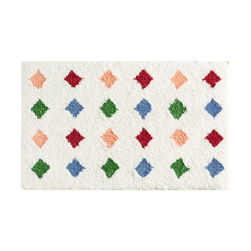 Modern striped bath mat with textured high pile and non-slip latex base LoungeYard — product view 3