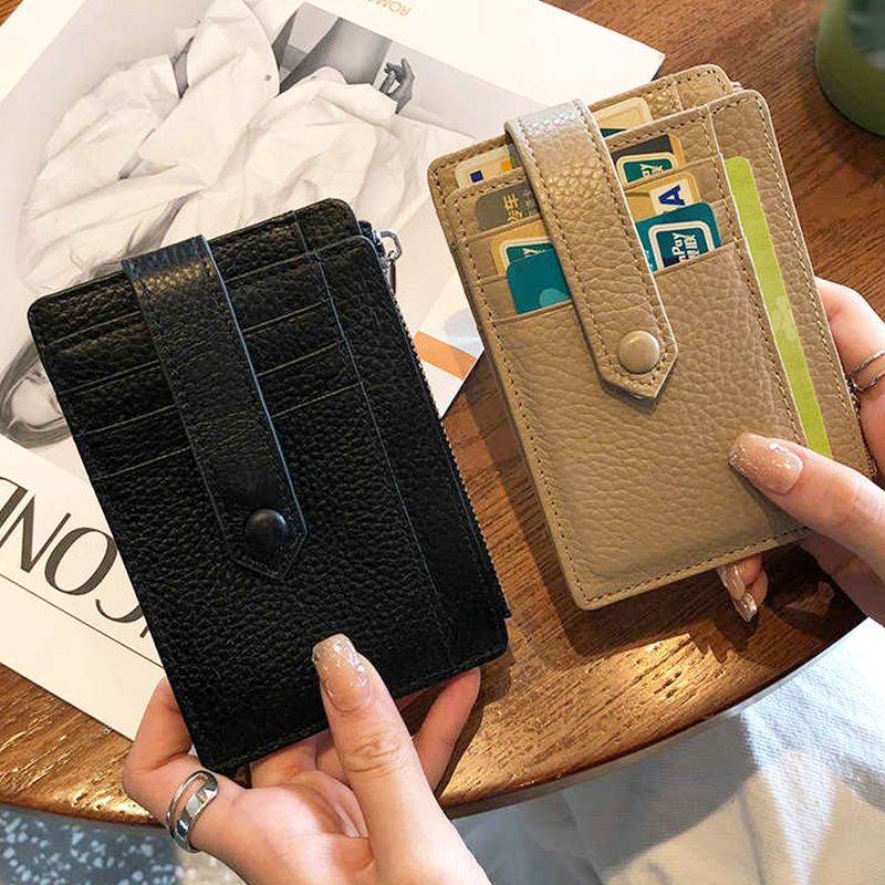 Compact Leather Zippered Card Holder — product view 1