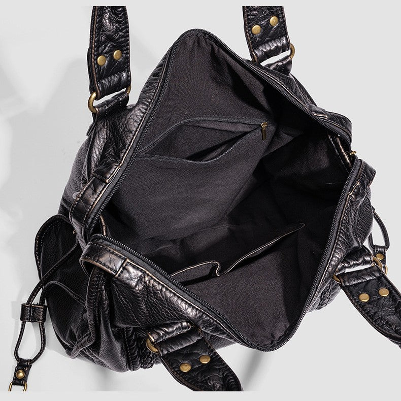 Distressed Leather Satchel Bag LoungeYard — product view 3