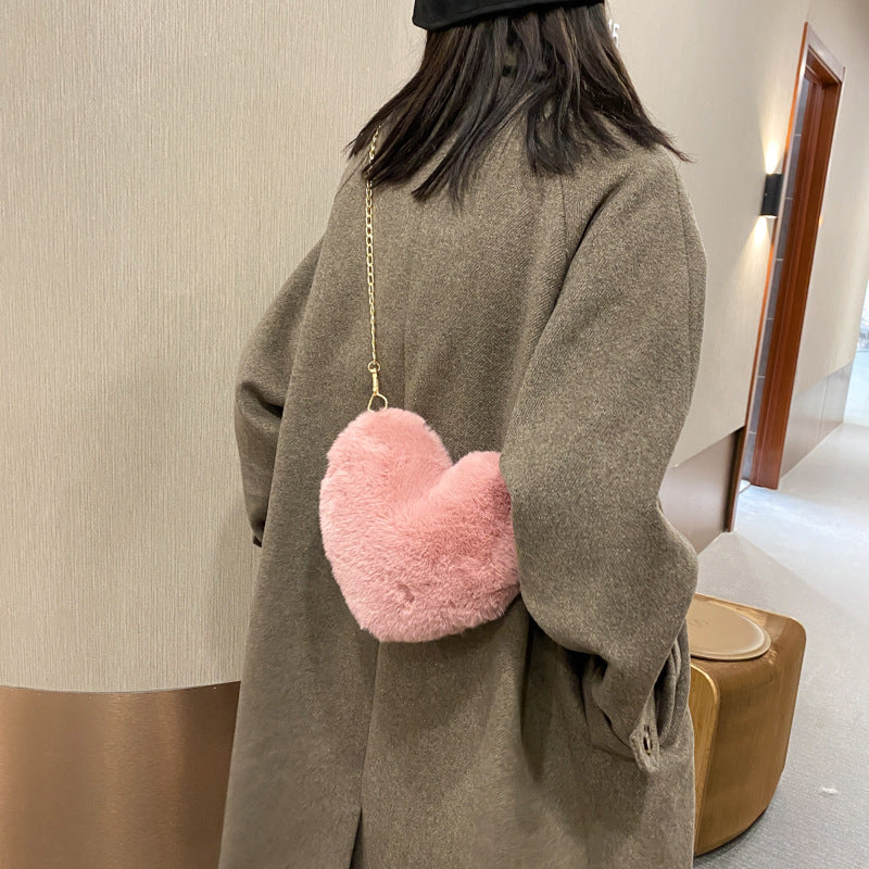 Stylish Heart-Shaped Plush Handbag — product view 7