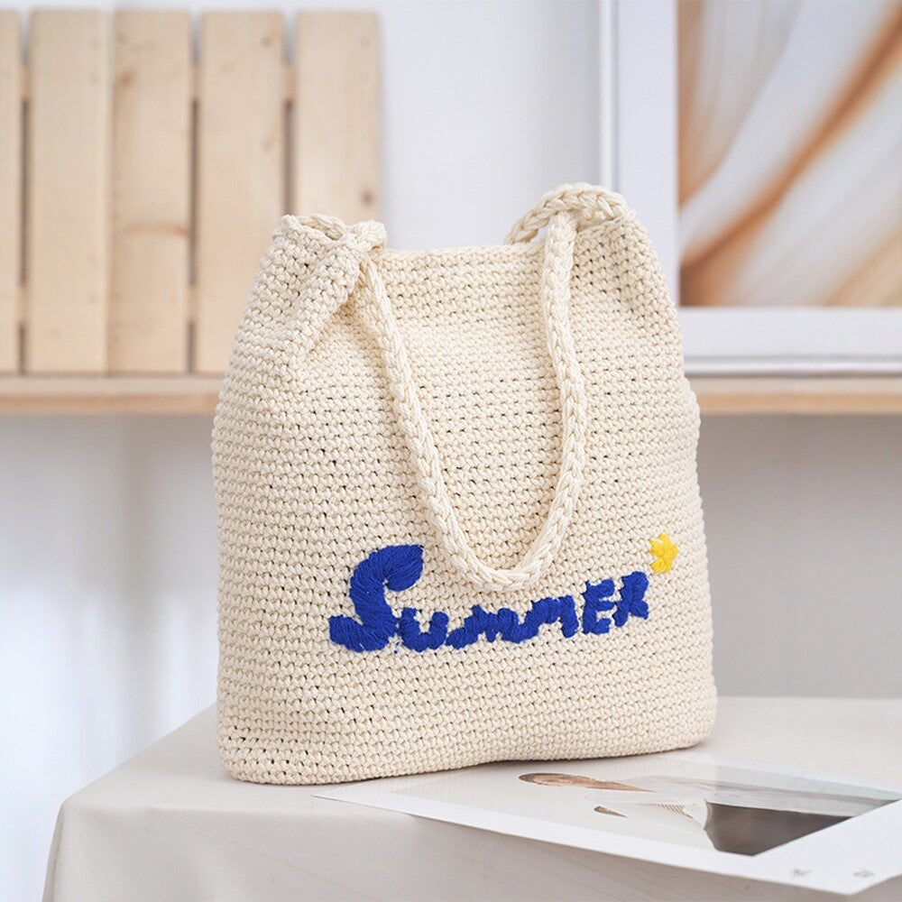Handcrafted straw bag with summer motif LoungeYard — product view 4