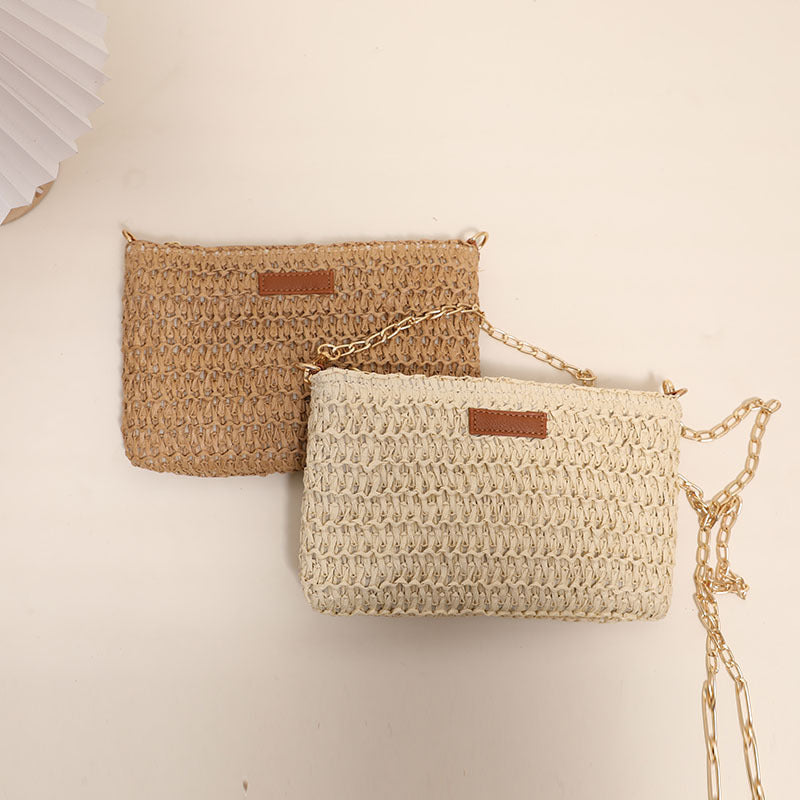 Handcrafted Shoulder Bag Made of Durable Straw Material with Gold Chain LoungeYard — product view 4