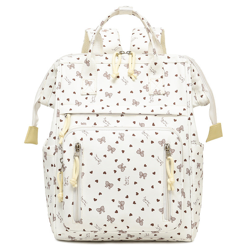 Stylish Heart-Printed Multi-Pocket Backpack LoungeYard — product view 3