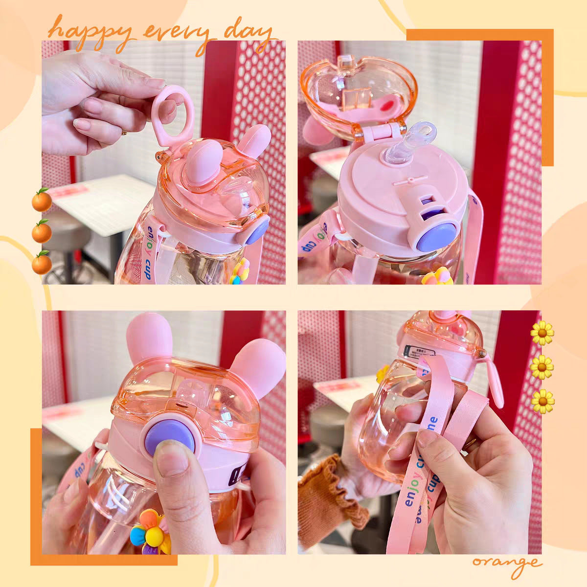 Ladies Animal-Friendly Water Bottle with Practical Straw LoungeYard — product view 2