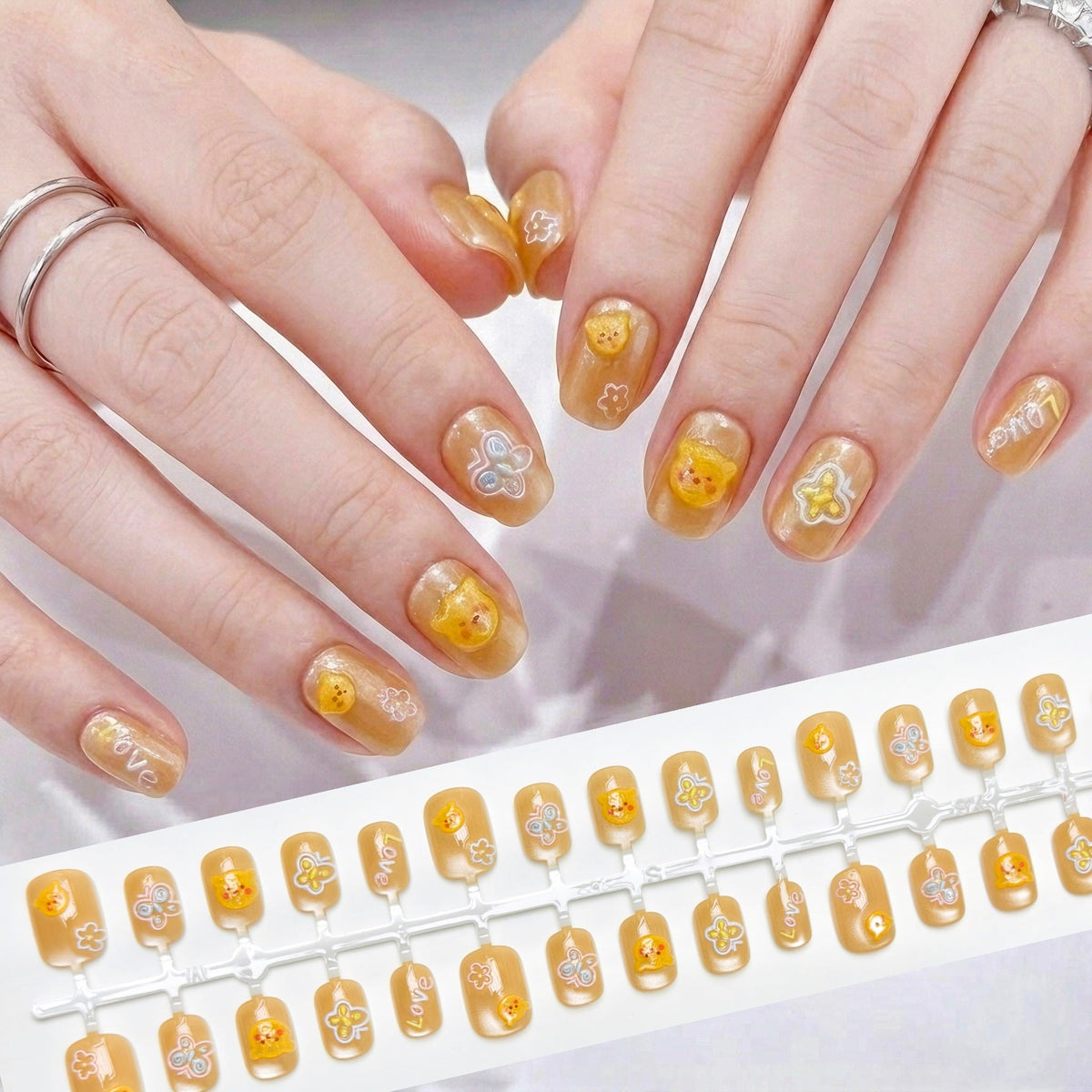 Creative Floral Print Press-On Nails — product view 5