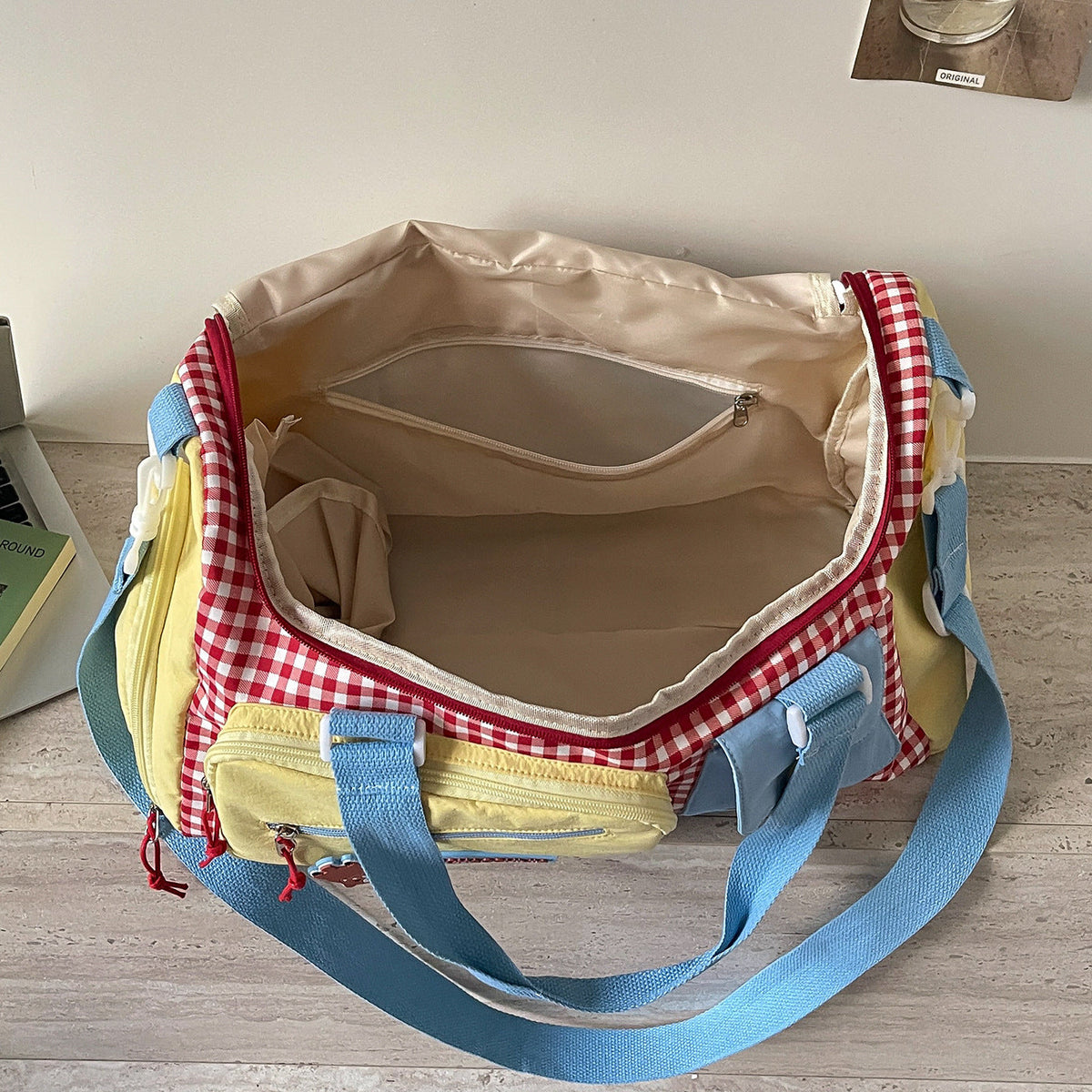 Stylish Gingham Duffle Bag — product view 4