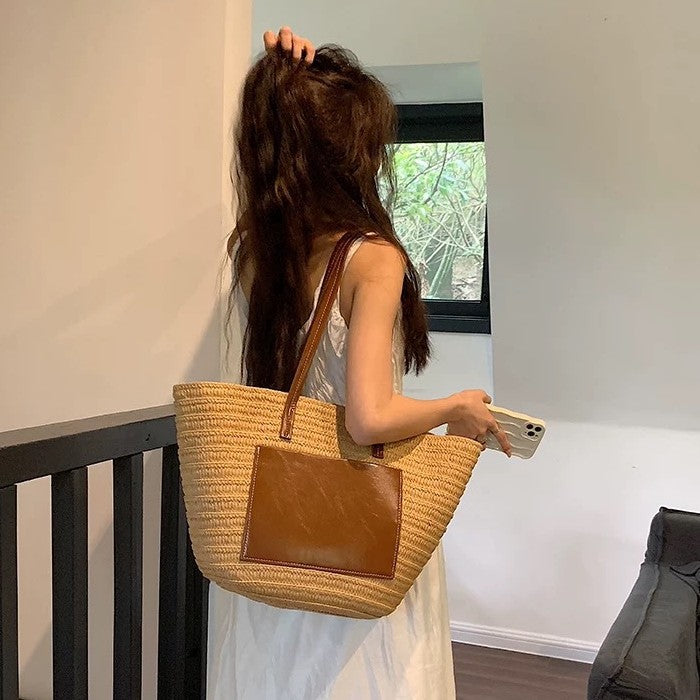 Beach bag with integrated leather pouch LoungeYard — product view 2