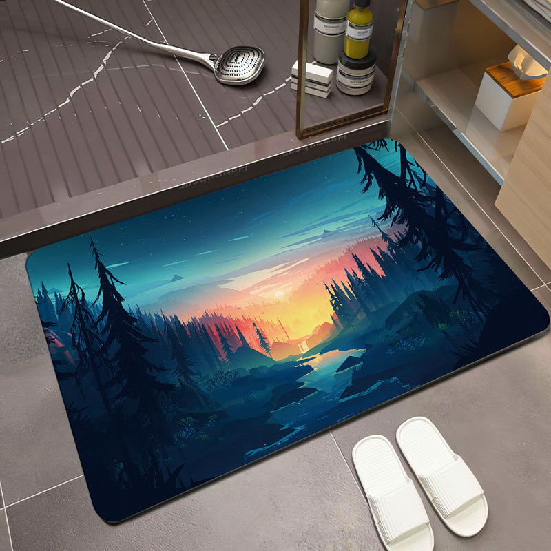 Scenic Mountain Landscape Bath Mat LoungeYard — product view 7