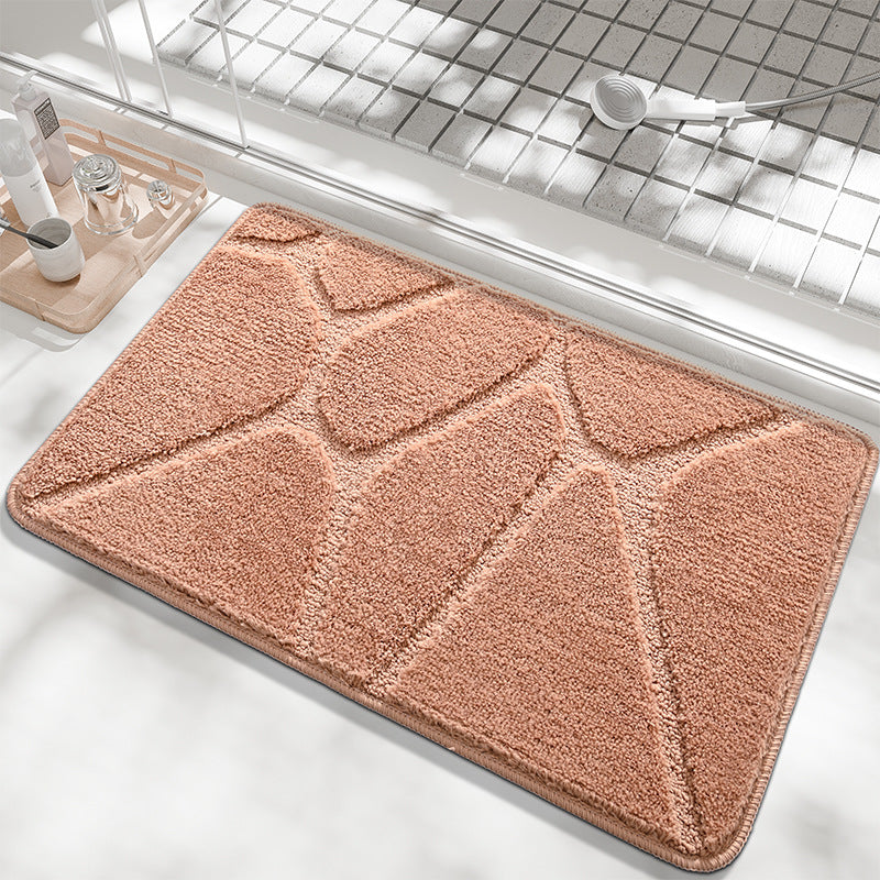Plush Contemporary Geometric Bath Mat Bowlift — product view 2