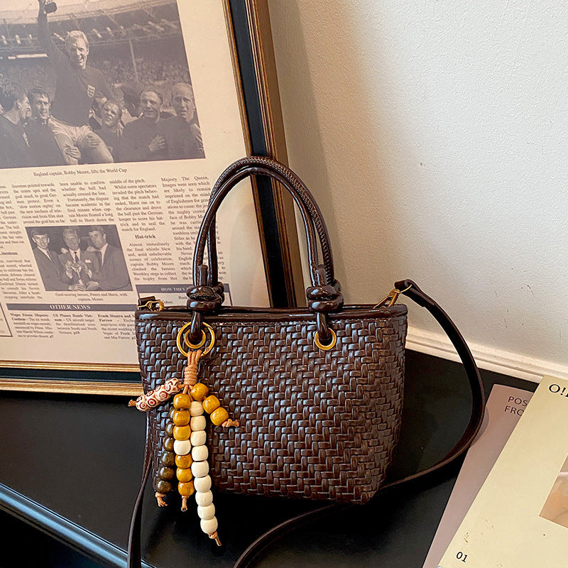 Woven Leather Mini Handbag — product view 4