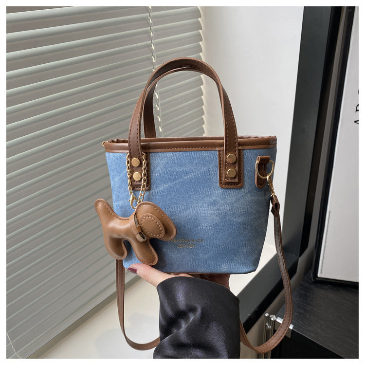Playful Denim Mini Handheld Tote Bag LoungeYard — product view 7