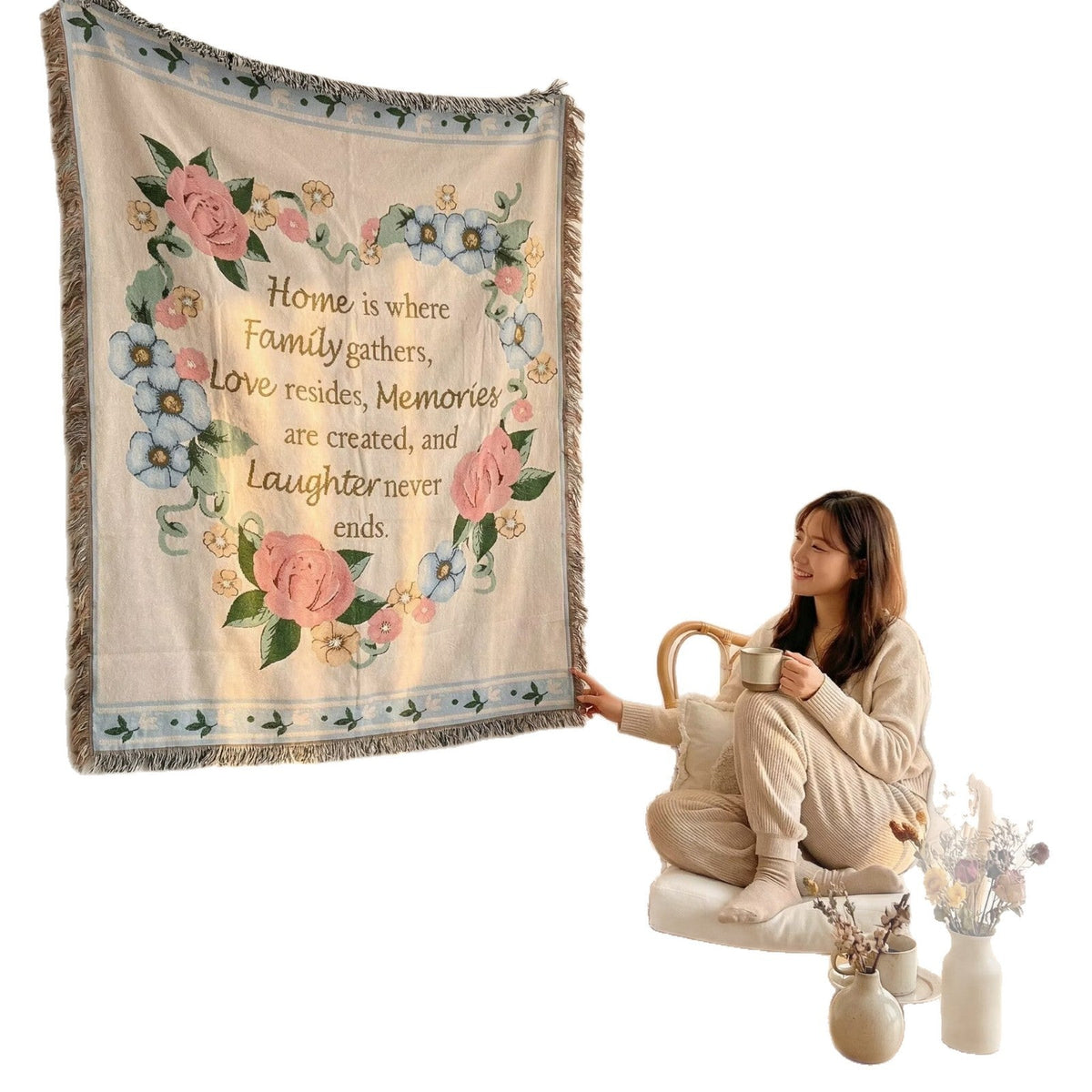 Decorative Pumpkin Pattern Tapestry Blanket — product view 5