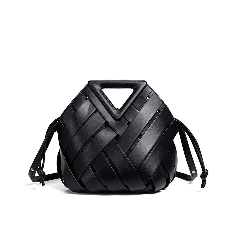 Handcrafted Woven Leather Shoulder Bag LoungeYard — product view 4